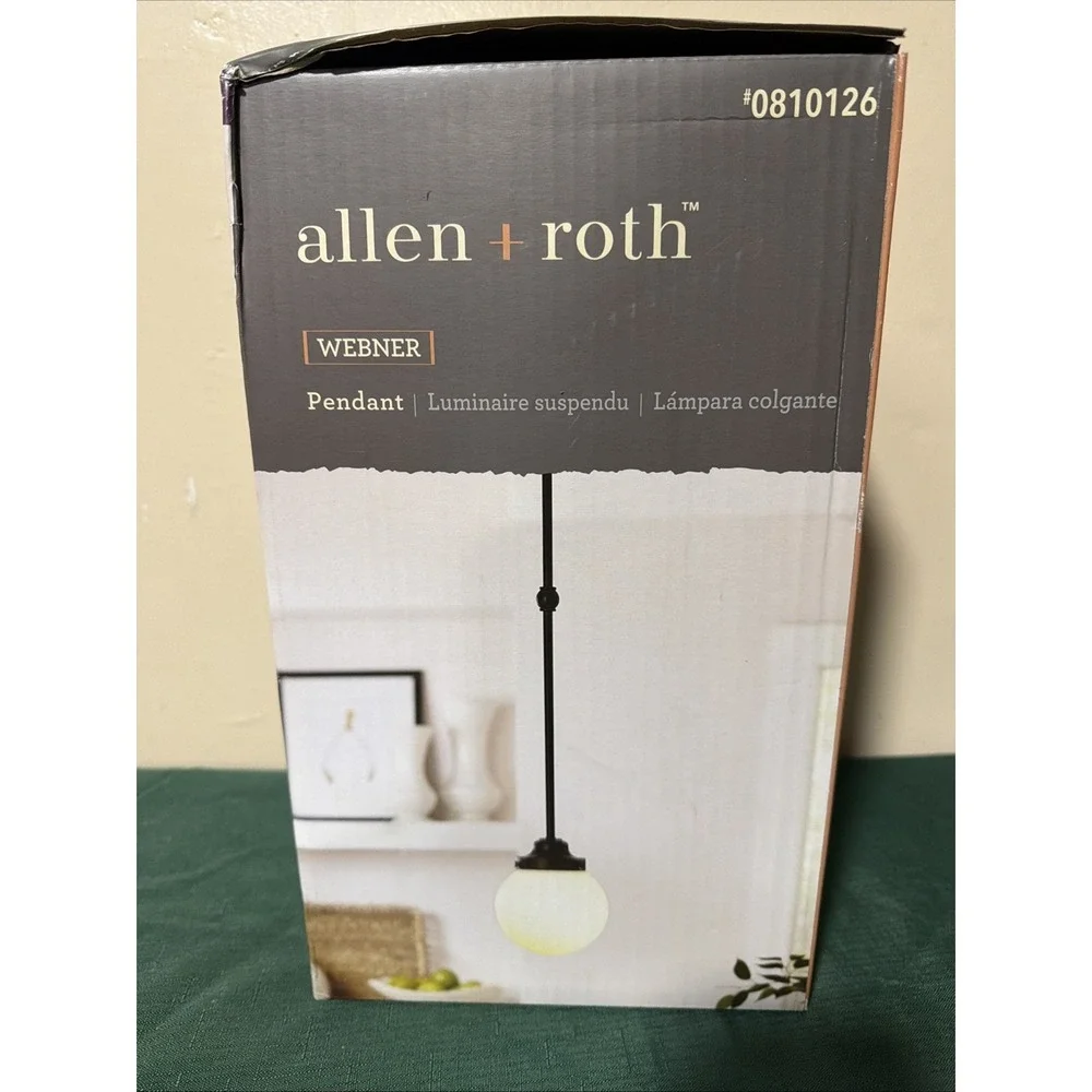 Allen + Roth Webner‎ Pendant Oil Rubbed Bronze White Glass Shade